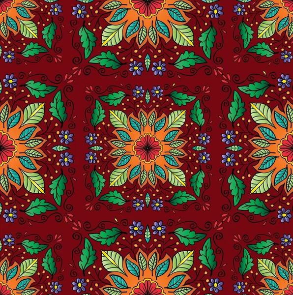 Mandala Fond Motif Sans Couture Avec Ornement Floral — Image vectorielle