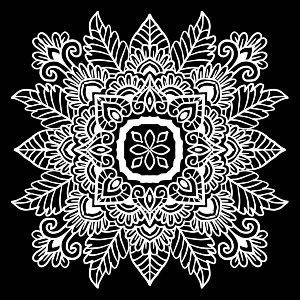 Handtekening Van Mandala Met Floral Ornament Patroon — Stockvector