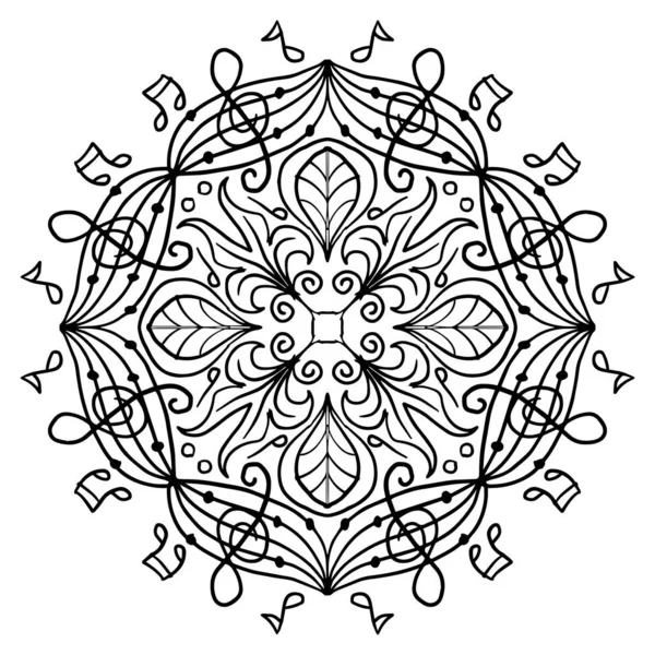 Dessin Main Mandala Avec Motif Ornement Notes Musique — Image vectorielle