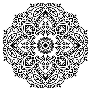 Çiçekli süs desenli mandala çizimi..