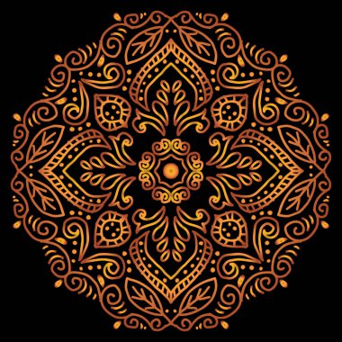 Çiçekli süs desenli mandala çizimi..