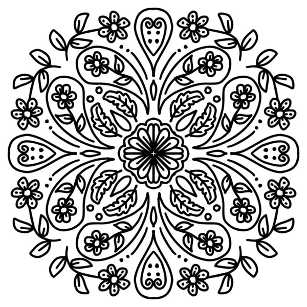 Ручная Ничья Мандалы Цветочным Орнаментом — стоковый вектор