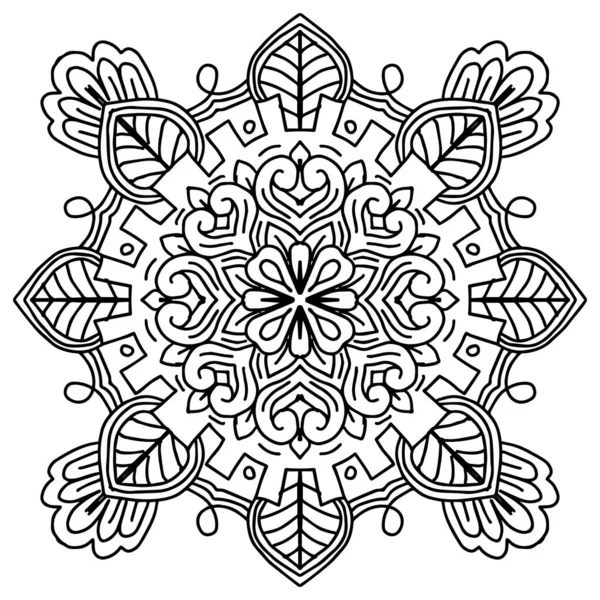 Outline Mandala Ornamento Rotondo Decorativo Illustrazione Disegno Mano — Vettoriale Stock