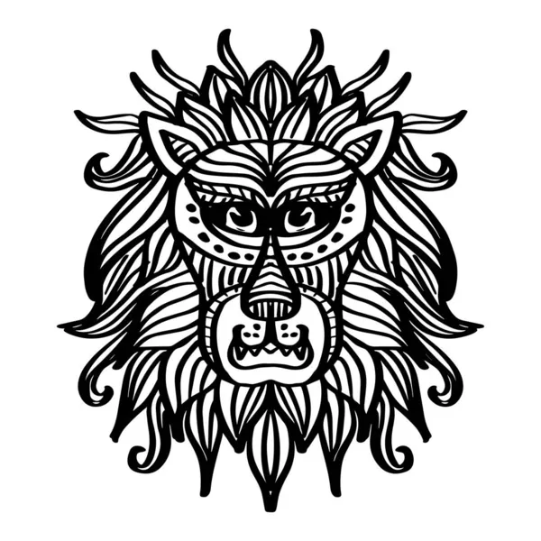 Lion Mandala Art Dessin Main Illustration — Image vectorielle