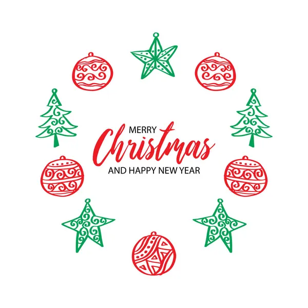 Merry Christmas Doodle Card Simple — Stock Vector
