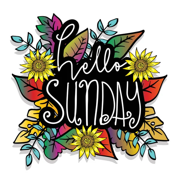 Привіт Неділя Квітковою Рамкою Вітальна Листівка — стоковий вектор
