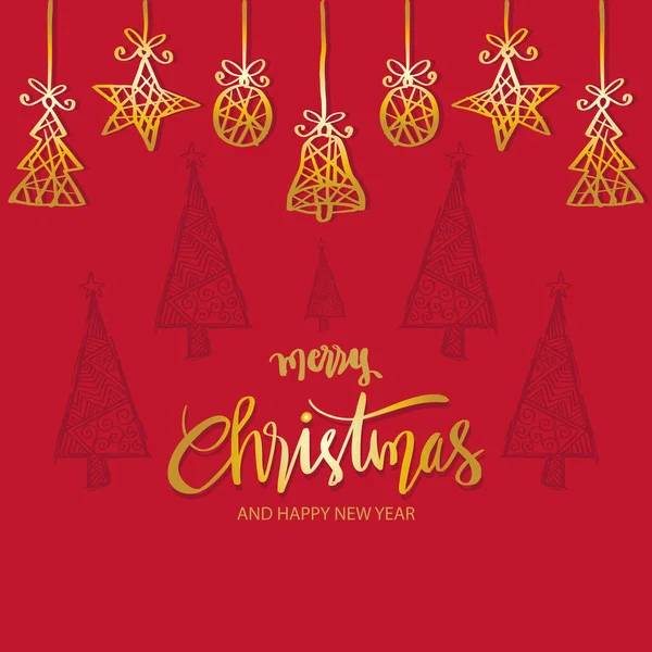 Merry Christmas Happy New Year Card — Stock Vector