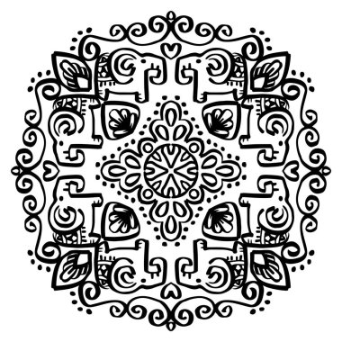 Filli mandala desenli dekoratif elementler