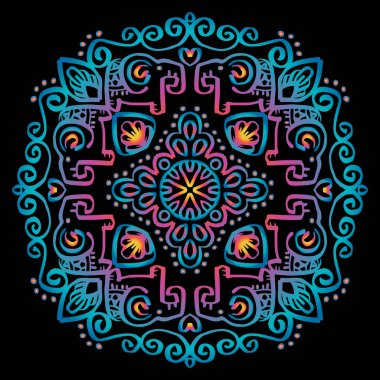 Filli mandala desenli dekoratif elementler