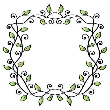 Çiçek çerçeveli tasarım el çizimi çizimi.