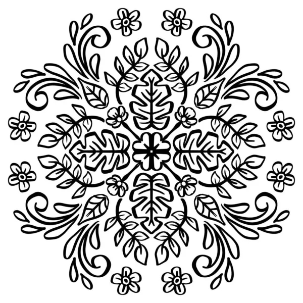 Mandala Floral Elementos Decorativos Vintage Padrão Oriental Ilustração Desenho Mão — Vetor de Stock