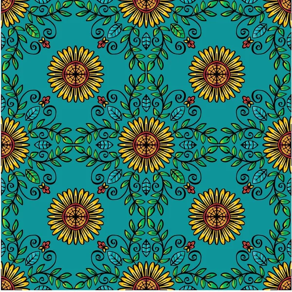 Seamless Pattern Flower Decorative Background — Stock Vector