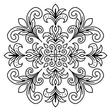 Çiçek mandala tasarımı, dekoratif yuvarlak süsler..