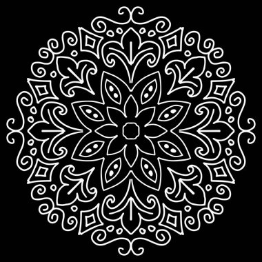 Çiçek mandala tasarımı, dekoratif yuvarlak süsler..