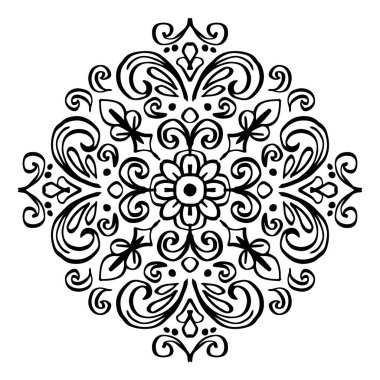 Çiçek mandala tasarımı, dekoratif yuvarlak süsler..