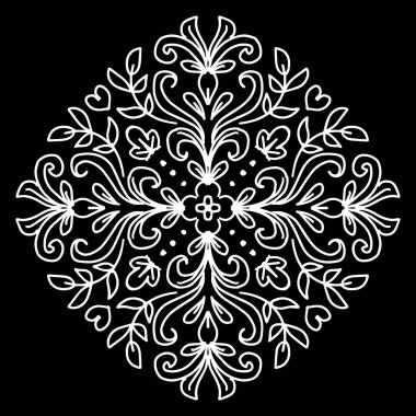 Çiçek mandala tasarımı, dekoratif yuvarlak süsler..