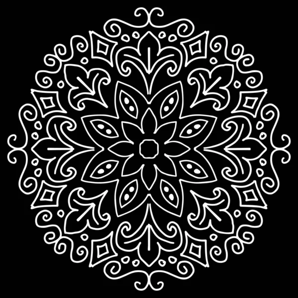 Çiçek Mandala Tasarımı Dekoratif Yuvarlak Süsler — Stok Vektör