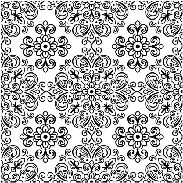 Floreale Senza Soluzione Continuità Disegno Mandala Ornamenti Decorativi — Vettoriale Stock