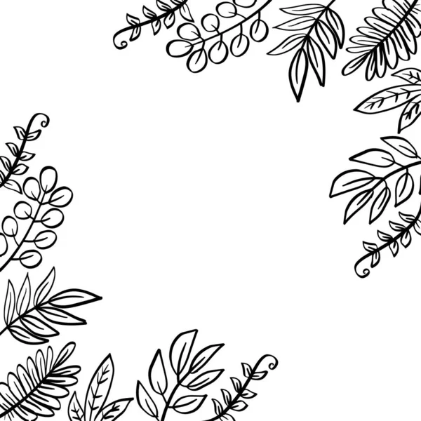 Floral Frame Leaves Branches Elements — 图库矢量图片