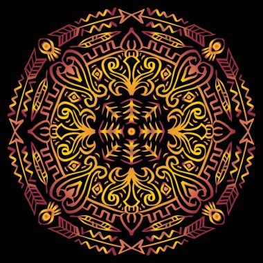 Mandala etnik dekoratif süsü. El çizimi çizimi.
