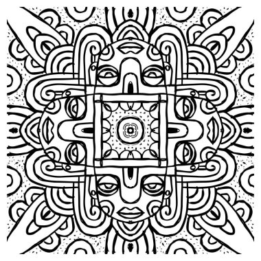 Geleneksel maske mandala deseni. El çizimi çizimi.