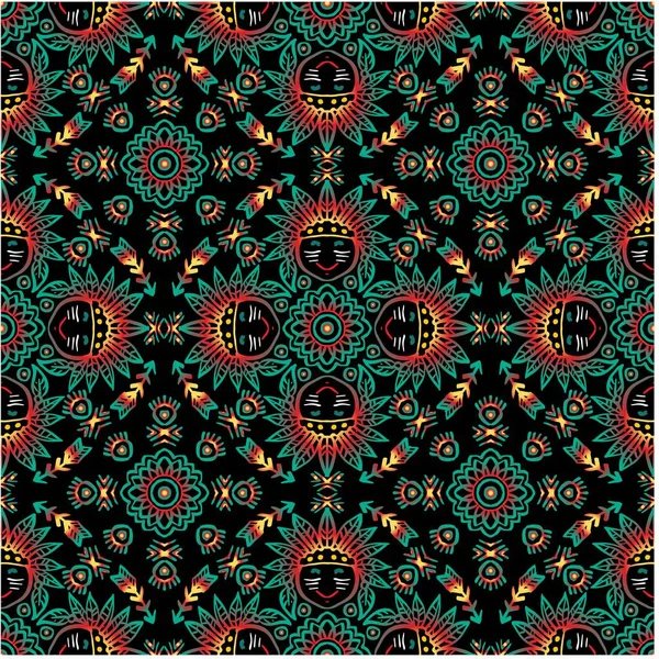 Mandala Modèle Sans Couture Garçon Indien Américain — Image vectorielle