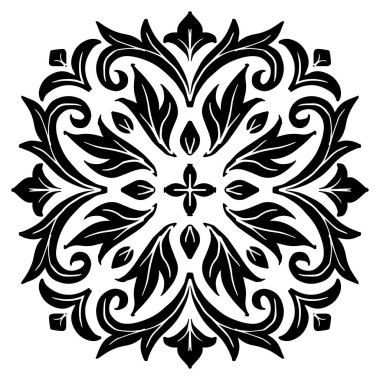 Klasik çiçek süsleme mandala tasarım geçmişi. Siyah ve beyaz.