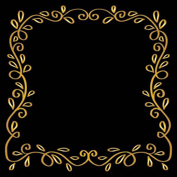 Gold Floral Frame Background Hand Drawing Illustration — Vetor de Stock