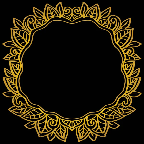 Золотая Цветочная Рамка Фона Ручная Иллюстрация — стоковый вектор