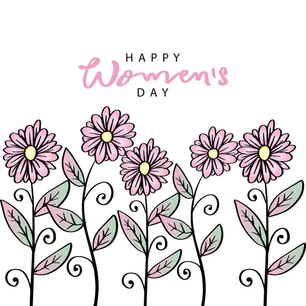 Ευτυχισμένη Ημέρα Των Γυναικών Στολίδι Λουλούδι — Διανυσματικό Αρχείο