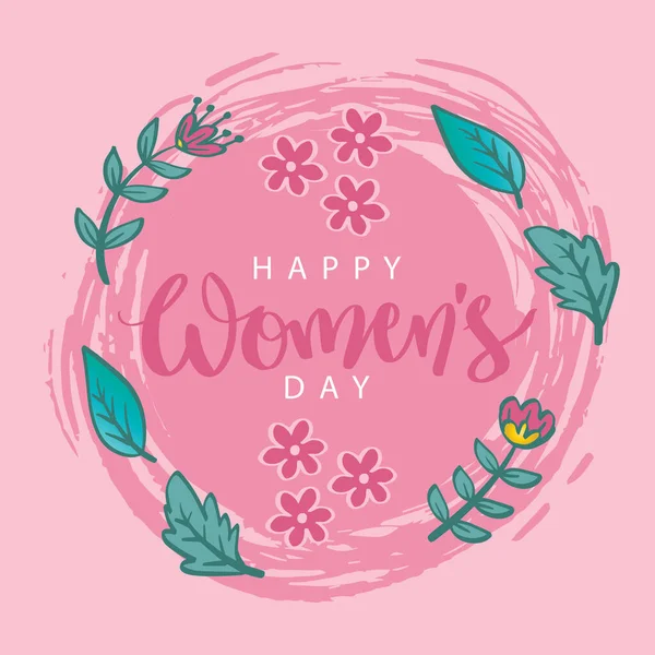 Ευτυχισμένη Ημέρα Των Γυναικών Στολίδι Λουλούδι — Διανυσματικό Αρχείο
