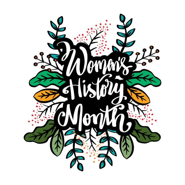 Women History Month Hand Schriftzug Mit Blumenrahmen — Stockvektor