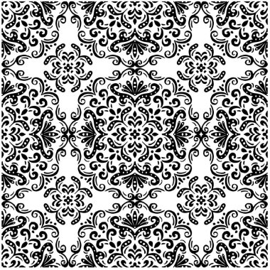 Kusursuz desenli mandala etnik dekoratif süsü. Siyah ve beyaz.