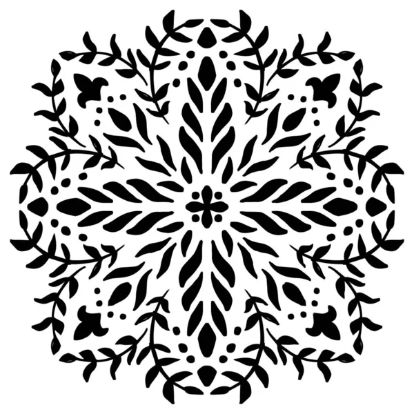Bloemen Mandala Patroon Zwart Wit — Stockvector