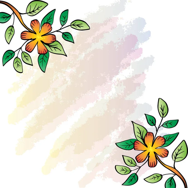 Doodle Elementos Quadro Com Flores — Vetor de Stock