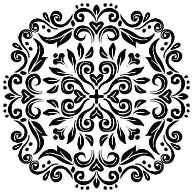 Siyah beyaz mandala desenli çiçek süsü