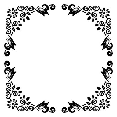 El çizimi retro çiçek çerçevesi