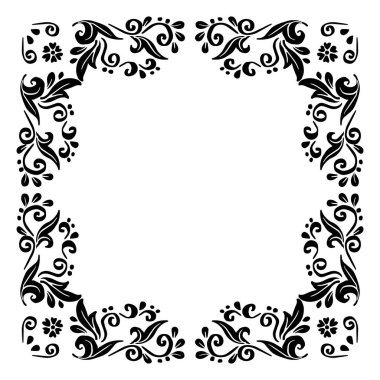 El çizimi retro çiçek çerçevesi