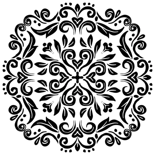 Мандала Узор Цветочный Орнамент Черно Белом — стоковый вектор