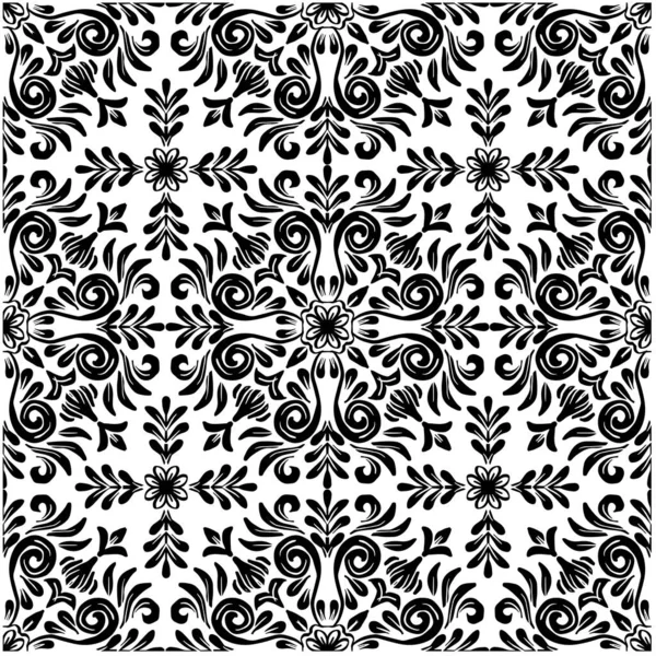 Mandala Ornamento Floreale Modello Senza Cuciture Bianco Nero — Vettoriale Stock