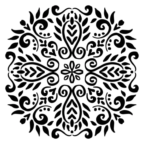 Mandala Cadre Floral Motif Sans Couture Sur Noir Blanc — Image vectorielle