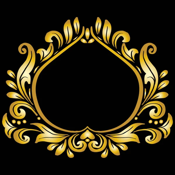 Marco Ornamento Floral Retro Dibujado Mano Oro — Archivo Imágenes Vectoriales