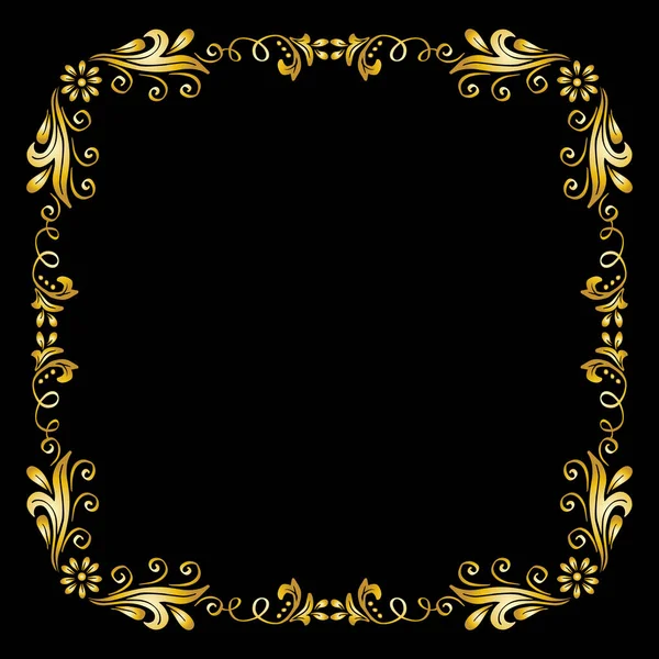 Gouden Handtekening Retro Bloemenframe — Stockvector