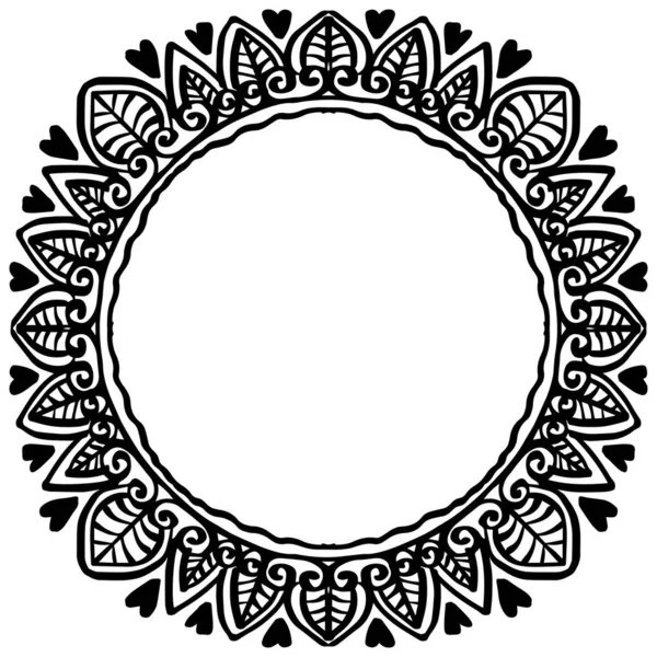 Mandala Blumenrahmen Auf Schwarz Und Weiß — Stockvektor