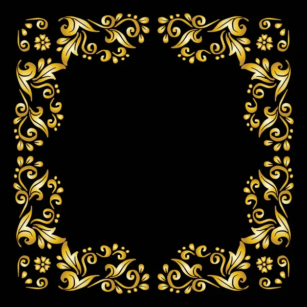 Χρυσό Χέρι Σχέδιο Ρετρό Floral Πλαίσιο — Διανυσματικό Αρχείο