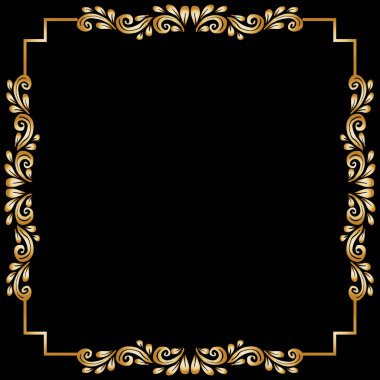 Altın el retro çiçek çerçevesi çiziyor