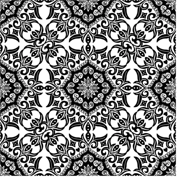 Mandala Bezešvé Vzor Květinový Ornament — Stockový vektor
