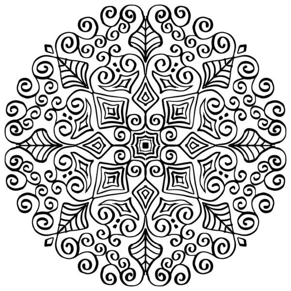 Mandala Cadre Floral Motif Sans Couture Sur Noir Blanc — Image vectorielle