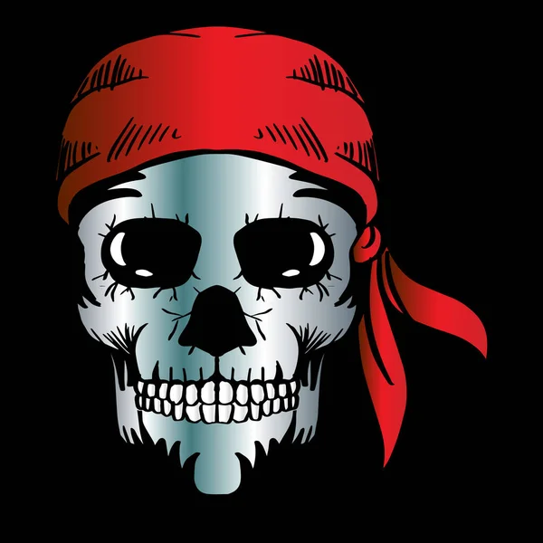 海賊頭蓋骨手描きベクトルイラスト — ストックベクタ