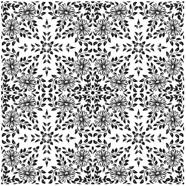  Çiçekli mandala, kusursuz desenli el çizimi..